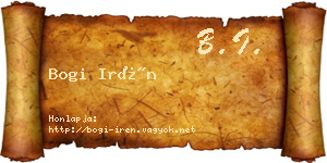 Bogi Irén névjegykártya
